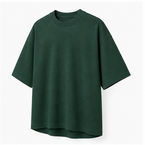 Camiseta de Manga Corta para Hombre, Cuello Redondo, Oversize, de Algodón Peinado Verde Pino, Modelo MTS-OVR-0017 - Product Image 3