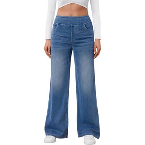 Jeans de Mezclilla Personalizados de Moda Otoño 2025, Corte Recto Holgado para Mujer, Cintura Alta, Pierna Ancha, Transpirables, Ajustados, Talla Grande - Product Image 2