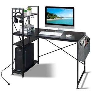 Scrivania per computer FCH nera 120*60*120 cm tipo H con pannello in tramina e porta USB per alimentazione, confezionata in sacchetto non tessuto - Product Image 1