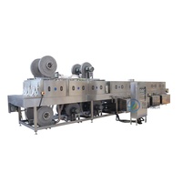 Industriële kratwasmachine met transportband en droger voor fruit- en groentepreparaties