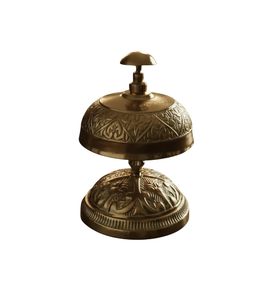 Campana de escritorio vintage de latón, campana de llamada de latón grabada a mano para decoración de oficina, hotel y mostrador, estilo antiguo con diseño tradicional. - Product Image 1