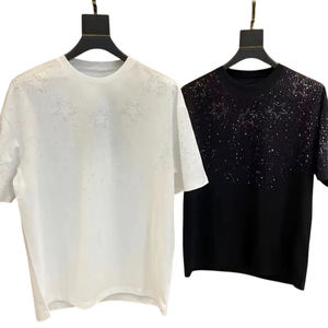 T-shirt à manches courtes pour hommes, avec étoiles en strass, luxueux, scintillant, orné de cristaux, Streetwear, pour fête et mode, nouvelle mode - Product Image 1