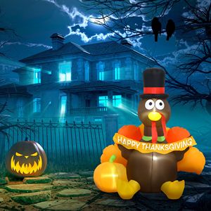 Decorazione Gonfiabile di 1,5 m con Tacchino di Thanksgiving, Banner e Zucca con Luci LED per Interni ed Esterni, Decorazioni Festive per il Giardino - Product Image 2