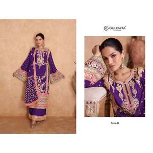 DISEÑADOR CHINON BORDADO CODIFICACIÓN TRABAJO TOP PALAZZO CON DUPATTA - Product Image 1