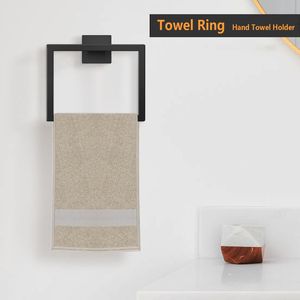 Porte-serviettes carré en acier inoxydable SUS 304 au design moderne, épaissi, avec étagères de salle de bain intégrées - Product Image 2