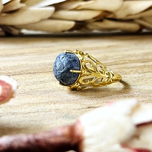 Unique Design Boho Lapis <b>Ring</b> Ethnic Brass <b>Ring</b> Women 18k Gold Plated Vintage Filigree Jewelry <b>Dainty</b> Cocktail Wholesale/OEM/ODM - Product Image 4