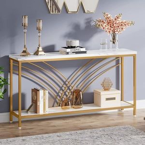 Premium Iron <b>Console</b> <b>Table</b> With Marble Surface Stylish Entryway Accent Furniture For Hotel Lobby Decoration Spaces - Product Image 4