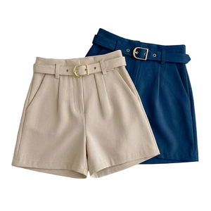 Shorts blancs taille haute pour femme, coupe ample et décontractée, style mode, jambe large, tissé, respirant, motif tendance, printemps-été - Product Image 5