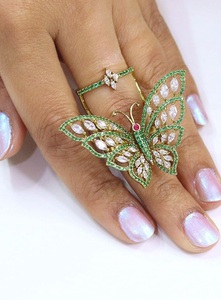 Exquisite Premium Quality <b>Brass</b> Silver Plated Zircon Moving Butterfly <b>Ring</b> for Party Wear Trendy Collection Women's & Girls - Product Image 4