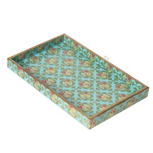 Plateau de service en bois imprimé fait main, forme carrée, idéal pour le rangement et la présentation des aliments – Meilleure vente - Product Image 1