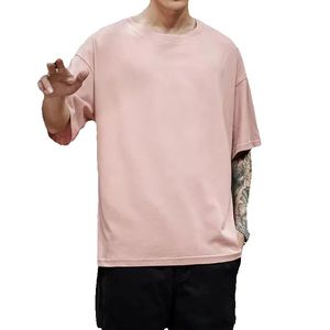 T-shirt en coton blanc pour homme, coupe classique, manches courtes, col rond, formel, lavable en machine, jersey uni teint - Product Image 3