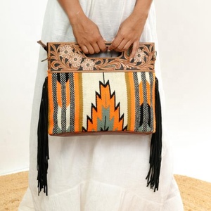 Nuevo bolso de mano con flecos Jacquard Color turquesa ASA Sling bohemio azteca tela bolso elegante superventas para mujer - Product Image 2