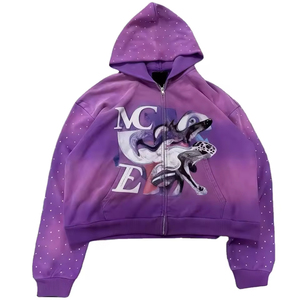 Sweat-shirts pour hommes de haute qualité en polyester/coton, effet délavé à l'acide, 380 g/m²/550 g/m², molleton épais, surdimensionnés, logo imprimé personnalisé, hiver - Product Image 1