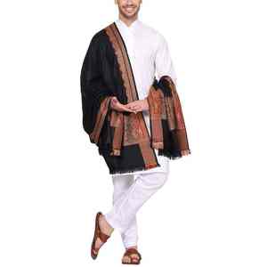Châle en laine pour homme, chaud et double face, de haute qualité, avec pompons, châle traditionnel musulman à la mode, en pure laine, OEM - Product Image 4