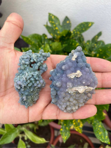 Large Grape Agate <b>Crystal</b> Set 2 | Natural Purple Blue <b>Raw</b> Druzy Gemstone | Polished Feng Shui Collector Display Pair | Love Home - Product Image 2