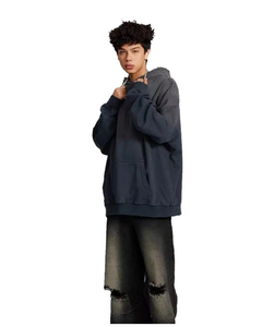 Wholesale Custom Front Logo Distressed Acid Washed Oversized Pullover Hoodie for Men Eco-Friendly Fleece Fabric Pocket Design - Product Image 6