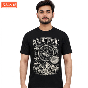 T-shirt décontracté à manches courtes et col rond pour homme SHAN, imprimé astronaute surfeur, en Spandex/Polyester, impression par transfert par sublimation - Product Image 5
