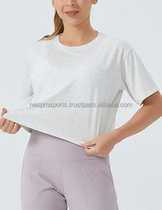 T-shirt court ample tendance pour femme, style streetwear décontracté, tenue d'été en coton doux à manches courtes, fournisseur en gros - Product Image 2