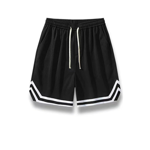 Shorts de basket-ball noirs avec cordon de serrage, pantalon court d'entraînement athlétique, vêtements de sport décontractés pour hommes - Product Image 1