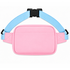 Sac banane personnalisé Gamma Phi Delta Sorority rose et bleu ciel avec logo brodé et poche zippée pour vêtements grecs féminins - Product Image 4