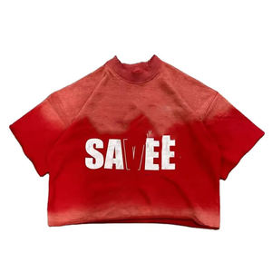 Camiseta de Alta Calidad para Hombre, Corte Recto, Efecto Desgastado por el Sol, Oversize, 100% Algodón Terry, con Estampado Gráfico Personalizado, para Parejas - Product Image 1