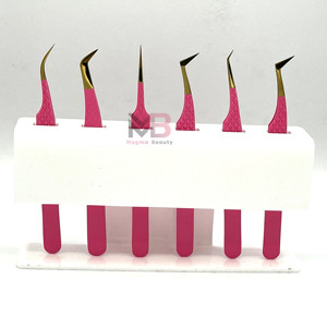 Magma Beauty Stainless Steel Eyelash Tweezers <b>Pink</b> Handle Precision Tip for Eyelash Extensions - Product Image 5