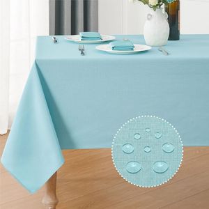 Nappe rectangulaire 52x70 pouces en lin texturé imperméable, résistante aux taches et aux plis, lavable, tissu décoratif pour table - Product Image 1
