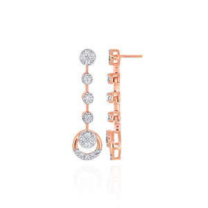 Luxury Rose Gold and Silver Long Drop <b>Earrings</b> with Sparkling Lab Grown Floral Circles and Elegant <b>Dangle</b> Design for Women - Product Image 3