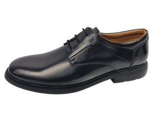 Chaussures habillées pour hommes en cuir véritable noir, style Oxford, à bout pointu, à lacets, respirantes, pour le bureau et la carrière, couleur unie, toutes saisons - Product Image 2