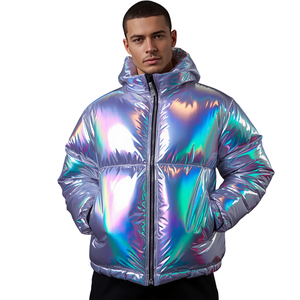 Chaqueta Acolchada Iridiscente Metálica para Hombre - Ropa de Invierno Brillante Holográfica - Product Image 3