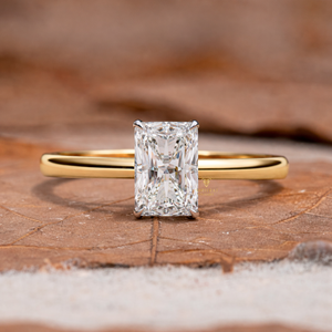 Anillos de compromiso con diamantes de corte radiante, diamantes cultivados en laboratorio CVD HPHT, certificados por IGI, oro sólido de 14K y 18K, anillos de boda de diamantes para mujer - Product Image 1