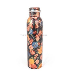 Bouteille d'eau moderne en acier inoxydable revêtu bleu ciel, écologique, avec couvercle, logo personnalisé, forme ronde - Product Image 6