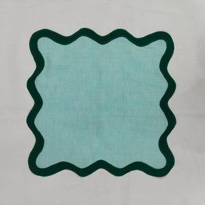 ชุดของขวัญวันพ่อชุดผ้าเช็ดปากปักผ้าลินินลายหอยพัดคู่และผ้าลินินลายคลื่น - Product Image 4