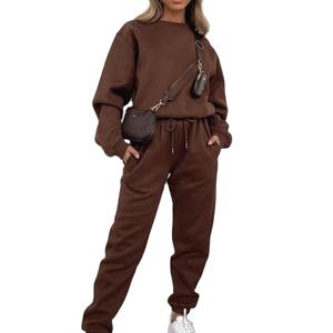 Femmes personnalisé poids lourd coton polaire surdimensionné goutte épaule pull sweat costume sérigraphie femmes survêtements - Product Image 1