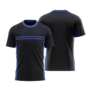 Camiseta de Fútbol Unisex con Bloques de Color Negro y Azul, Estampada, Manga Corta, Cuello Redondo, Absorbe la Humedad, 100% Poliéster, Corte Regular - Product Image 1