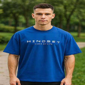 Fabricante 250 300 Gsm Blank Box Tee camiseta para hombres Drop Shoulder Boxy Fit Crop camiseta de gran tamaño Heavyweight 100% algodón - Product Image 4