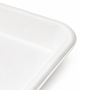 Plateau de service jetable carré blanc en bagasse, robuste, écologique, sans PFAS, biodégradable, pour fruits, viandes et légumes - Product Image 4
