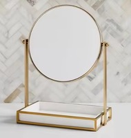 Miroir de table moderne en métal sur pied pour mariage, anniversaire, usage décoratif, miroir de maquillage personnalisable pour salle de bain et dressing