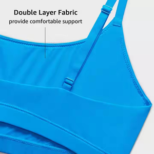 Women High Seamless Sports <b>Bra</b> Front <b>Blue</b> Polyester Gym Yoga Plus Size Supportive Fit Adjustable Straps Quick Dry Lightweight - Product Image 5