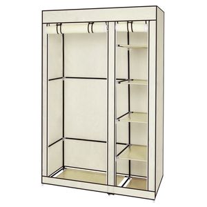 Armadio Portatile in Plastica Beige da 67 Pollici con Tessuto Non Tessuto e Asta Appendiabiti, Montaggio Rapido e Semplice, Design Pieghevole - Product Image 6