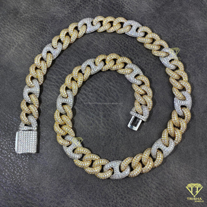 Cadena Cubana Miami Estilo Hip Hop con Diseño de Nariz de Cerdo y Moissanita, Chapada en Oro, Plata de Ley 925, Joyería Unisex al por Mayor - Product Image 4