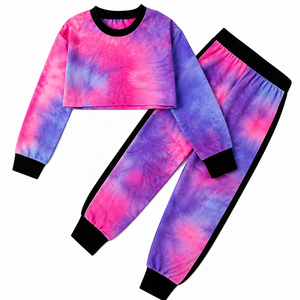 Women's <b>Tie</b> <b>Dye</b> Tracksuit <b>Set</b> Long Sleeve Crop Top Full Length Jogger Pants Crew Neck Casual Two Piece Outfit Gradient Color - Product Image 3