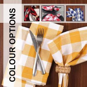 Servilletas de Tela de Cocina Navideñas Modernas Hechas a Mano, Diseño a Cuadros Amarillo y Blanco, de Algodón, Lavables y Reutilizables, para Decoración de Mesa - Product Image 5