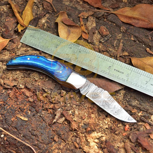 Cuchillo de Caza Plegable Premium OEM RB de Acero de Damasco con Mango de Palisandro, Empuñadura de Latón y Hoja de 7 Pulgadas para Camping - Product Image 2