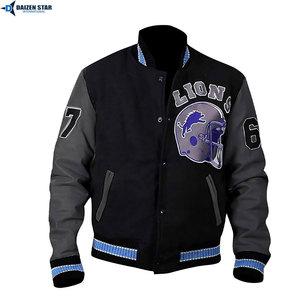 High Quality Custom Letterman Varsity Jacket for Brands OEM ODM Wholesale Streetwear Embroidery Wool Body Leather Sleeves - Product Image 4