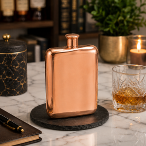 Gourde de poche en cuivre de qualité supérieure 6oz, gourde à liqueur en acier inoxydable, gourde à whisky portable, cadeau pour hommes, cadeau pour les garçons d'honneur - Product Image 3