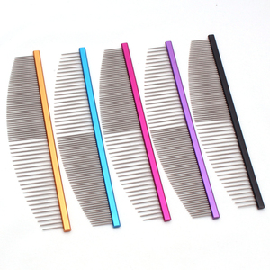 Peigne de toilettage pour animaux de compagnie, chiens et chats, en acier inoxydable, à dents arrondies, professionnel et coloré - Product Image 6