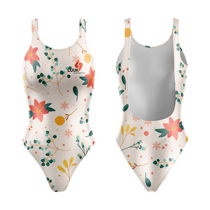 Traje de Baño de Una Pieza Ecológico para Mujer, Spandex/Poliéster, Cuello Redondo, Diseño sin Costuras, Secado Rápido, Impresión por Transferencia de Calor, Talla Grande - Product Image 4