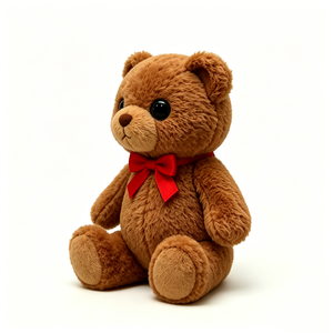 Oso de peluche marrón personalizable, oso de peluche clásico, oso de peluche con lazo rojo, oso de peluche marrón suave. - Product Image 1
