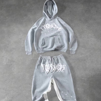 Ensemble sweat à capuche et pantalon de survêtement Y2K personnalisé avec logo, grande taille, en molleton de coton 300g, poids moyen, style vintage, coupe oversize, imprimé sérigraphié, respirant, couleur unie